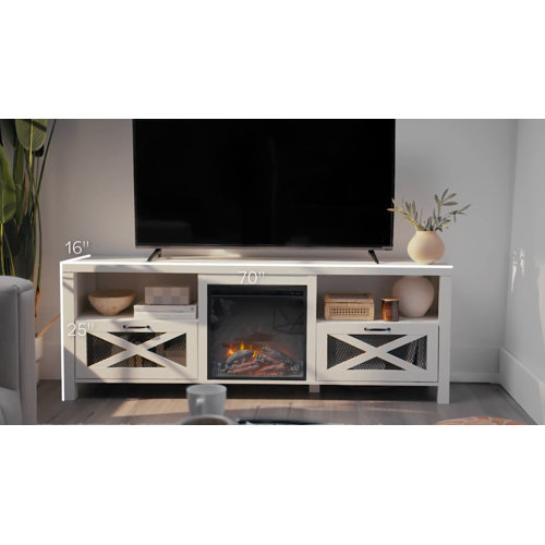 Gracie Oaks Tansey TV Stand for TVs up to 85" with Fireplace Included